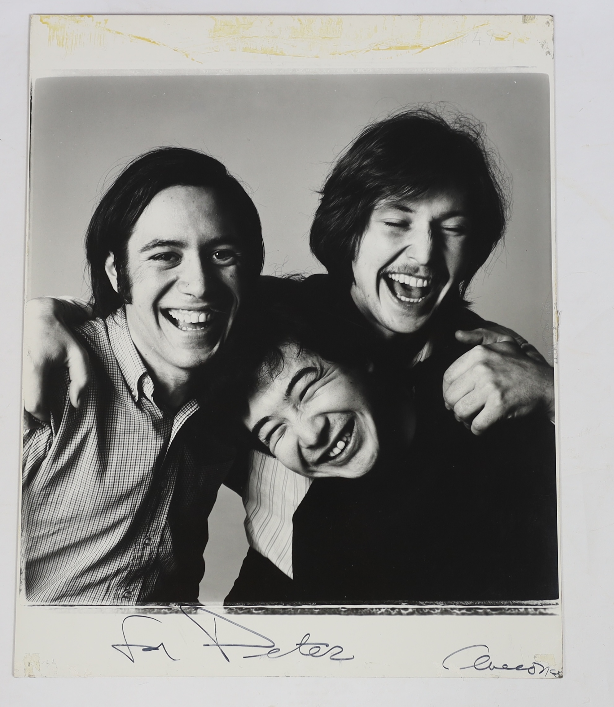 Richard Avedon (American, 1923-2004), Claude Ruiz Picasso, Peter Waldman and another studio assistant, gelatin silver print, 50 x 40cm